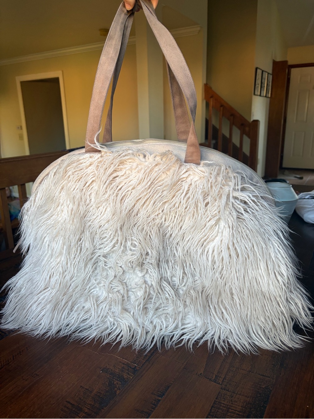 Atenti Overnighter Bag  Llama  fur with floral paisley patterns